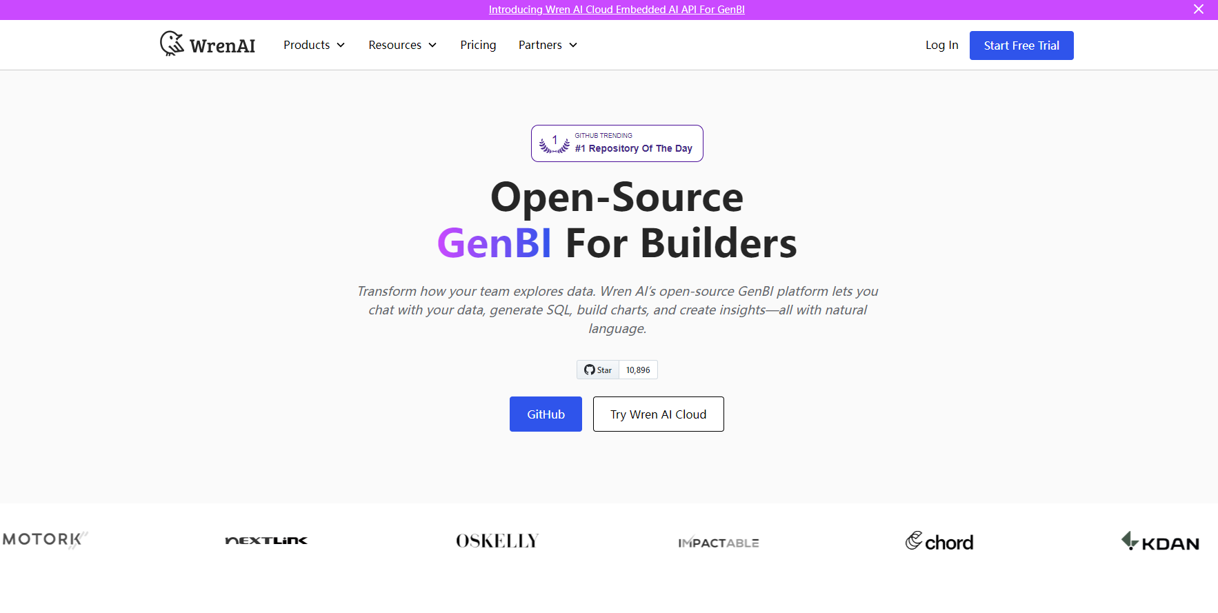 Wren AI 是一款创新的开源 GenBI 平台,通过自然语言处理技术让用户能够轻松地与数据进行对话,生成精准 SQL 查询并创建可视化图表。支持主流数据库和 LLM 模型,是企业级数据分析和 BI 的理想解决方案。